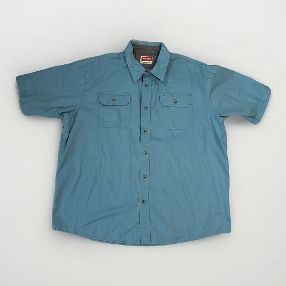 Wrangler, Premium Quality Men’s Button Down Shirt XL Light Blue 100% Cotton